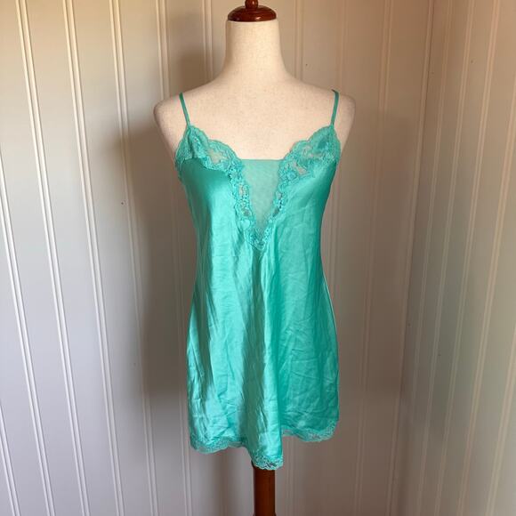 Vintage Y2K Green Mini Slip M - Picture 2 of 8